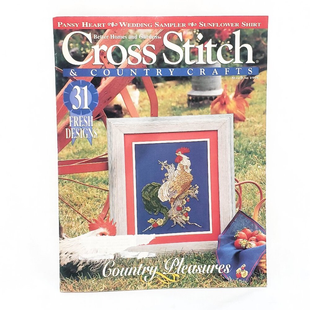 Cross Stitch & Country Crafts May/June 1995 Pansy Heart Wedding Sampler Country